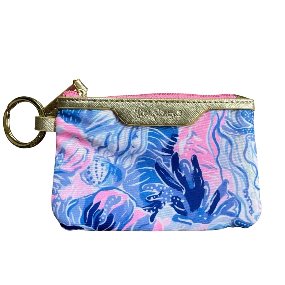 Lilly Pulitzer Shade Seekers Coin ID Zipper Purse NWT Pink Blue